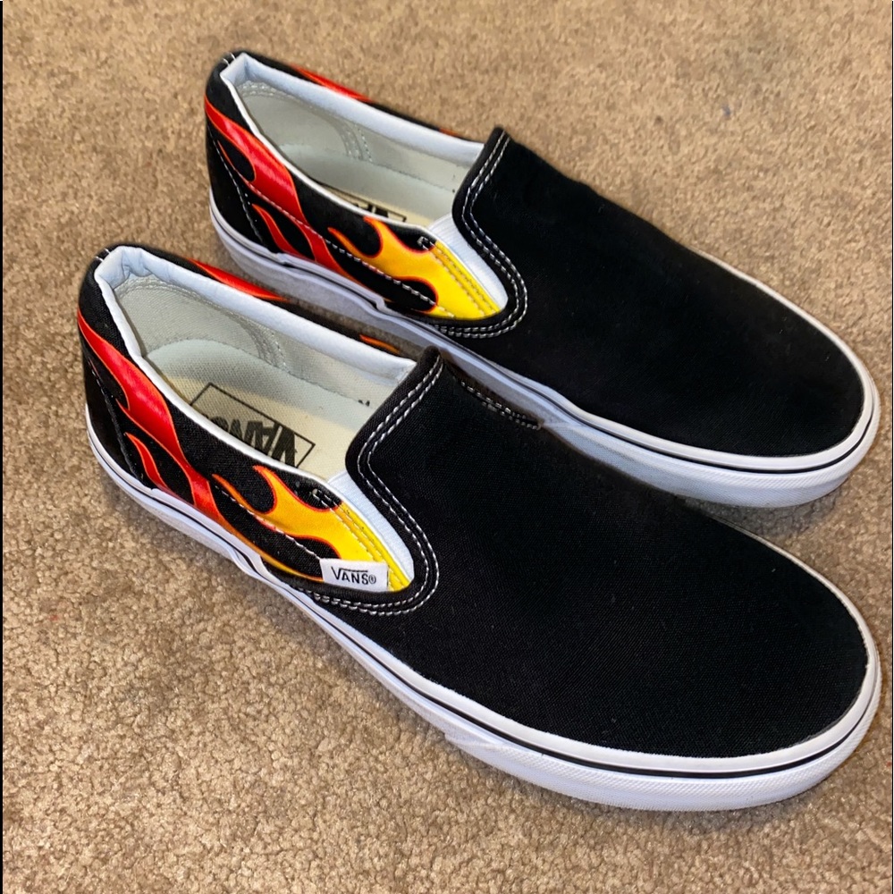 flame slip on vans!